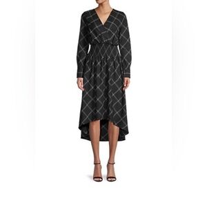 NEW BCBGMAXAZRIA Windowpane Smocked Dress M